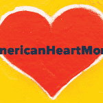 Heart on screen with text over it reading: #AmericanHeartMonth